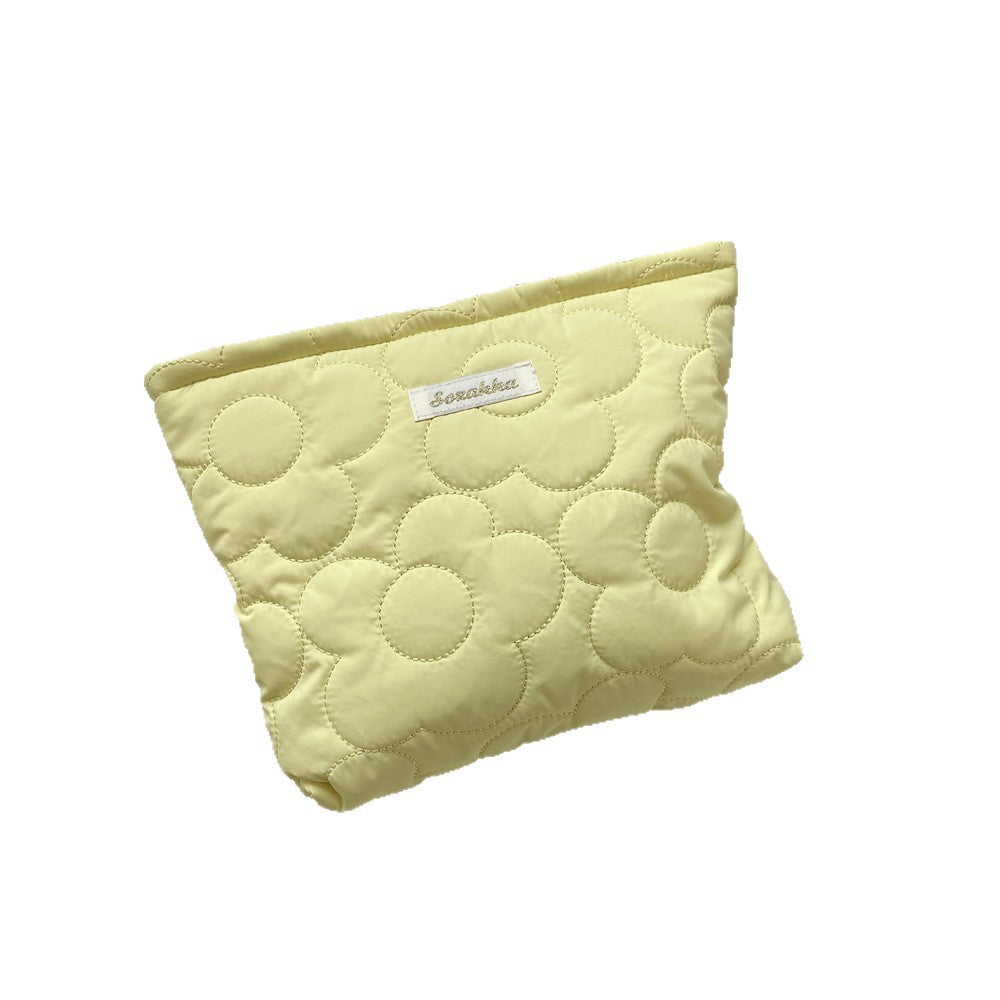 Macaron Floral Quilted Large Capacity Cosmetic Bag