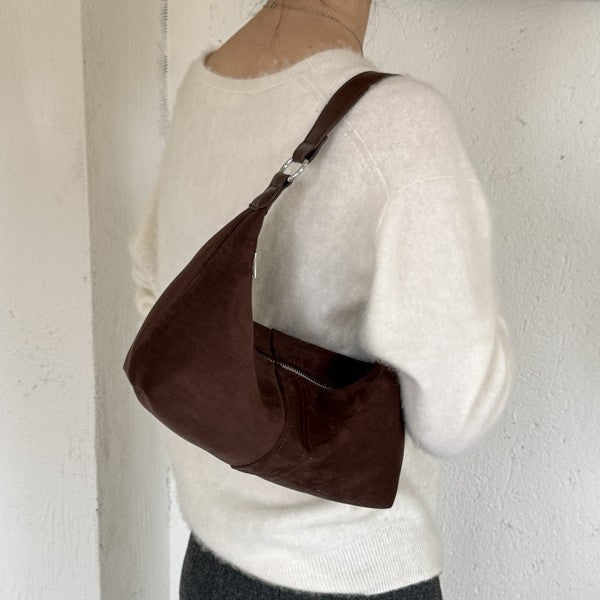 Vintage-inspired Suede Hobo Shoulder Bag with Soft Structured Shape
