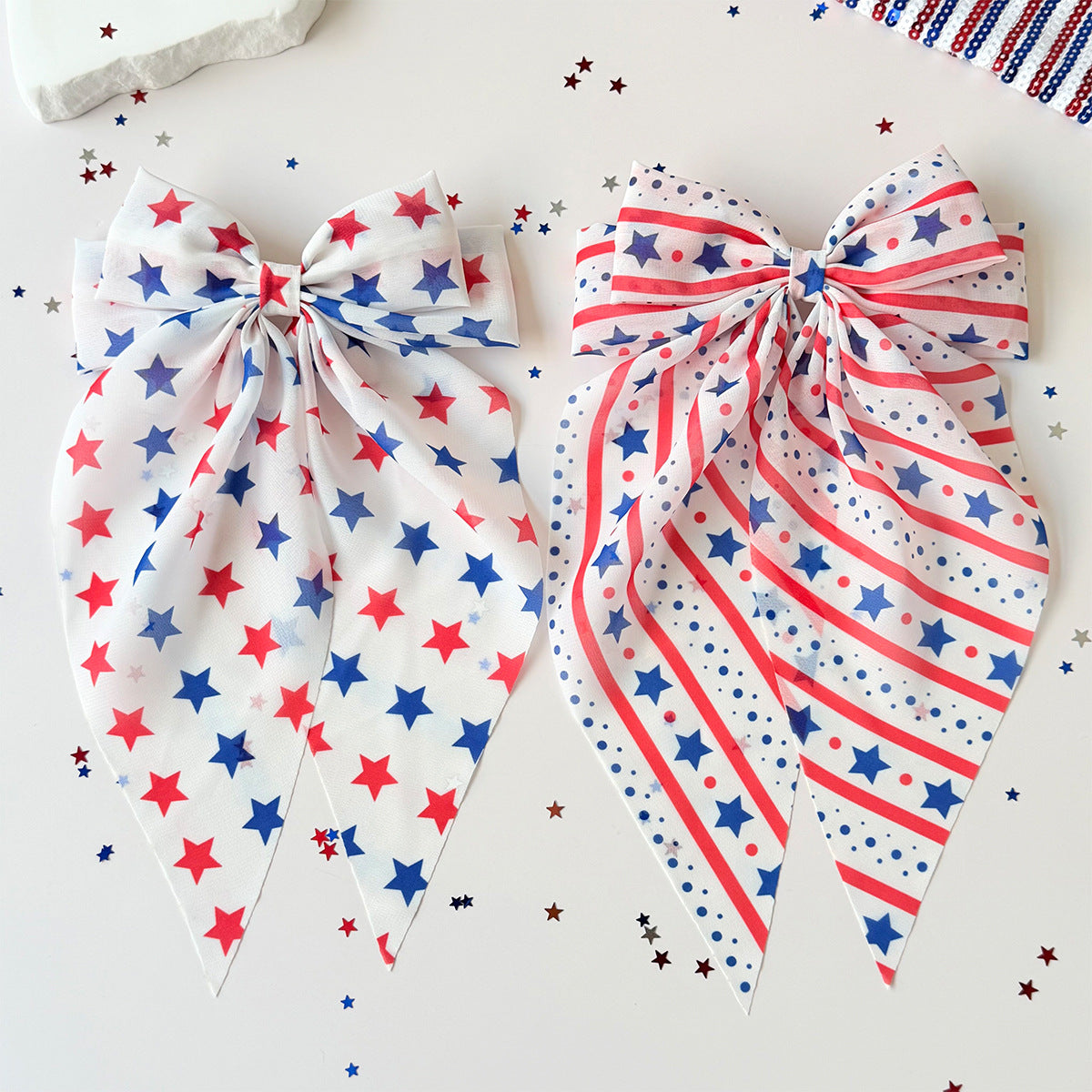 Independence Day Star Stripe Bow Hair Clip