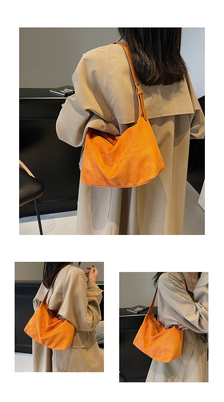 Vintage Crescent Soft PU Leather Baguette Shoulder Bag
