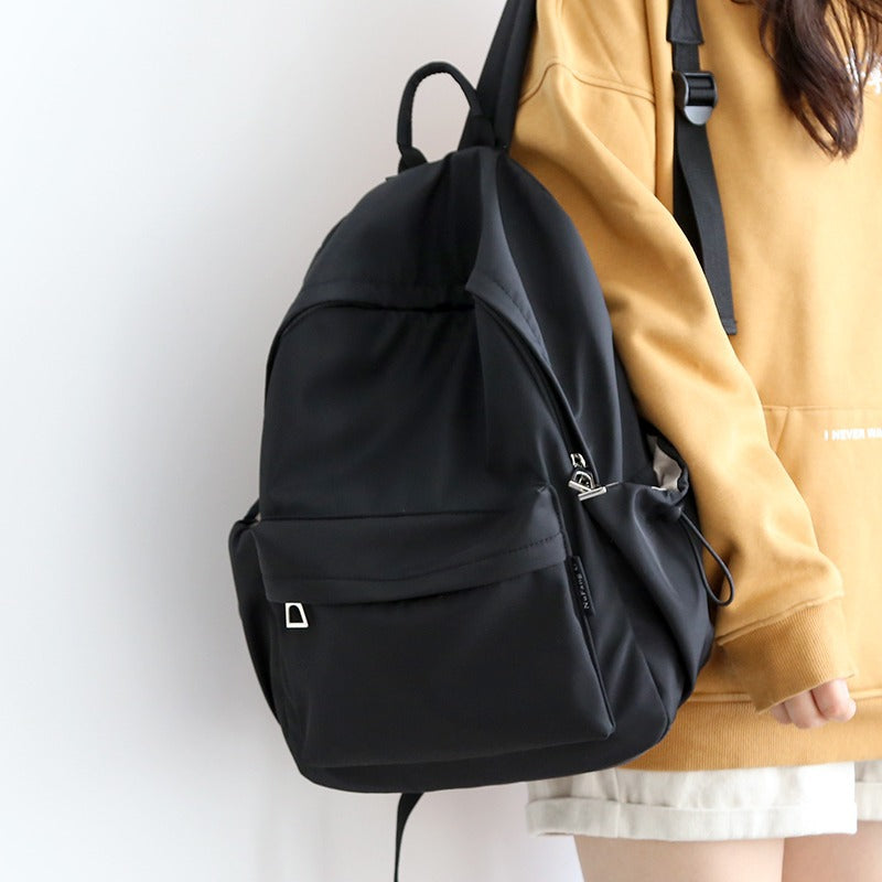New Forest Style Versatile Simple Solid Color Backpack Women'S Fashion Niche Casual School Bag Large Capacity College Student Backpack