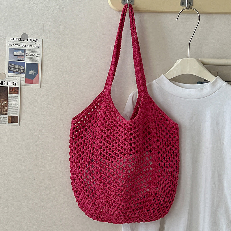 Handwoven Crochet Mesh Knit Shoulder Tote Bag