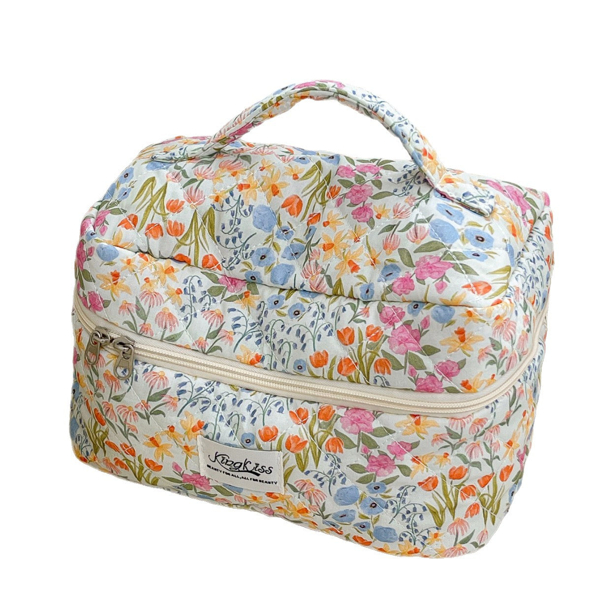 Cotton Floral Quilted Toiletry Bag