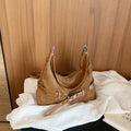 Soft Suede Belted Hobo Shoulder Bag
