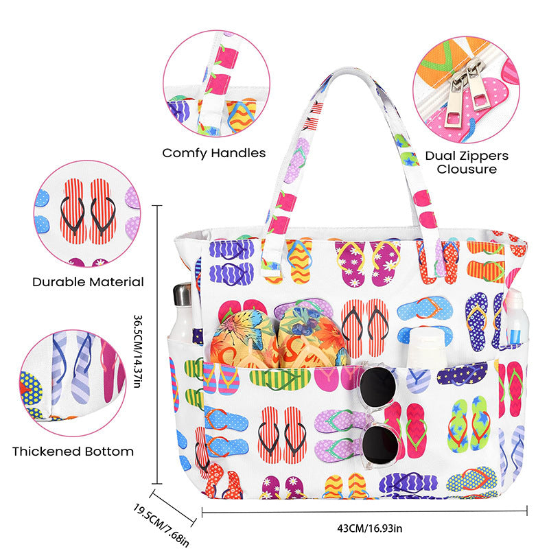 Large-Capacity Beach Travel Hand-Printed Storage Bag