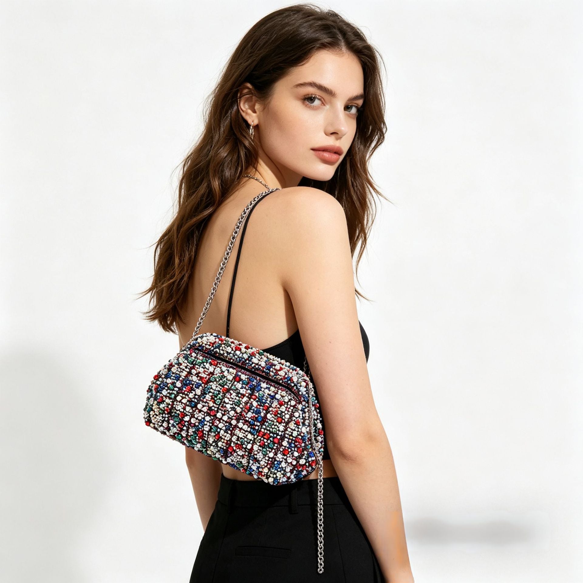 High-End Pearl Clip Evening Clutch Bag