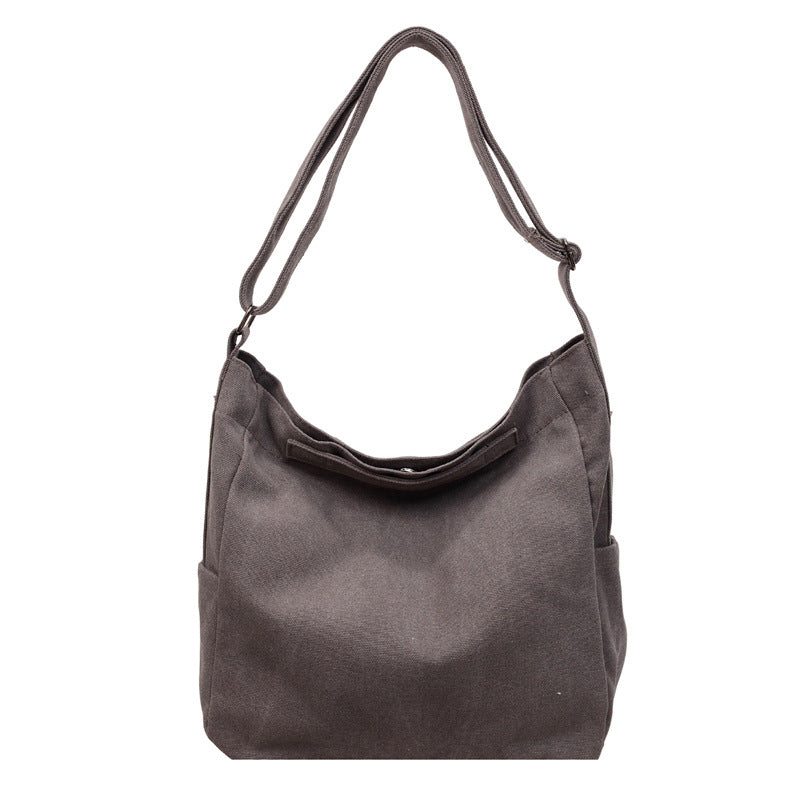 Vintage Canvas Hobo Shoulder Bag with Adjustable Strap and Cup Holder