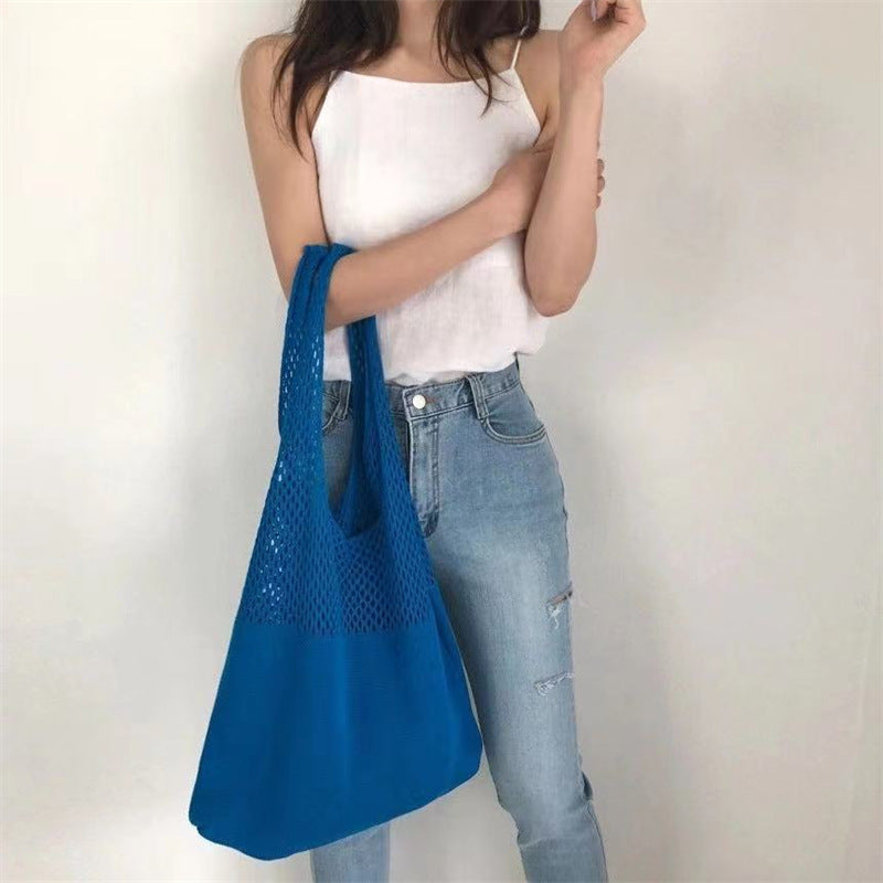Handwoven Knit Shoulder Large Capacity Crochet Everyday Tote Bag