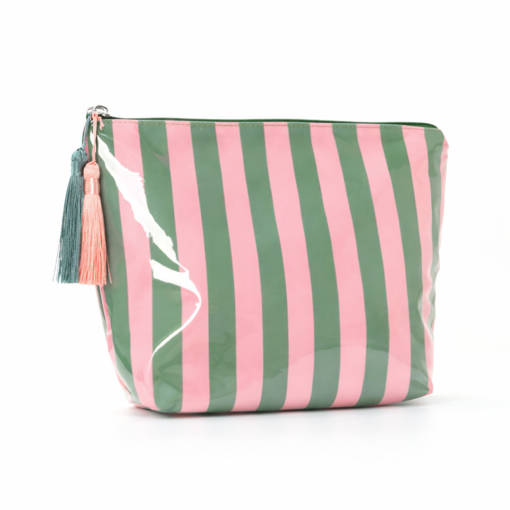 Glossy PVC Striped Waterproof Cosmetic Bag