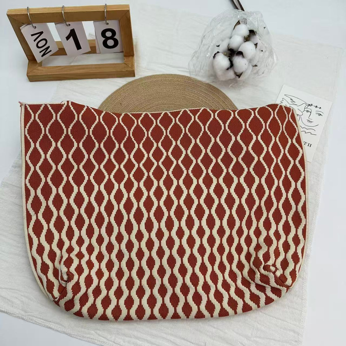 Shoulder Bags, Bucket Bags, Large-Capacity Knit Bags, Tote Bags, Woven Handbags, Women's Bags, Organized, Ombré, Versatile, Fashionable