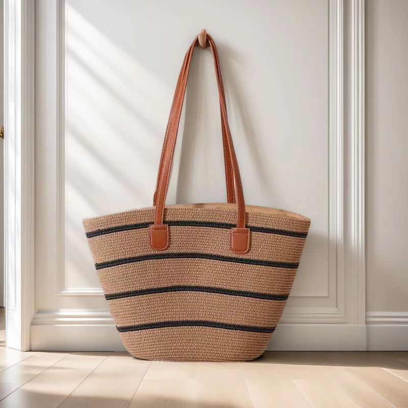 Women's Large Capacity Woven Bucket Beach Tote Bag