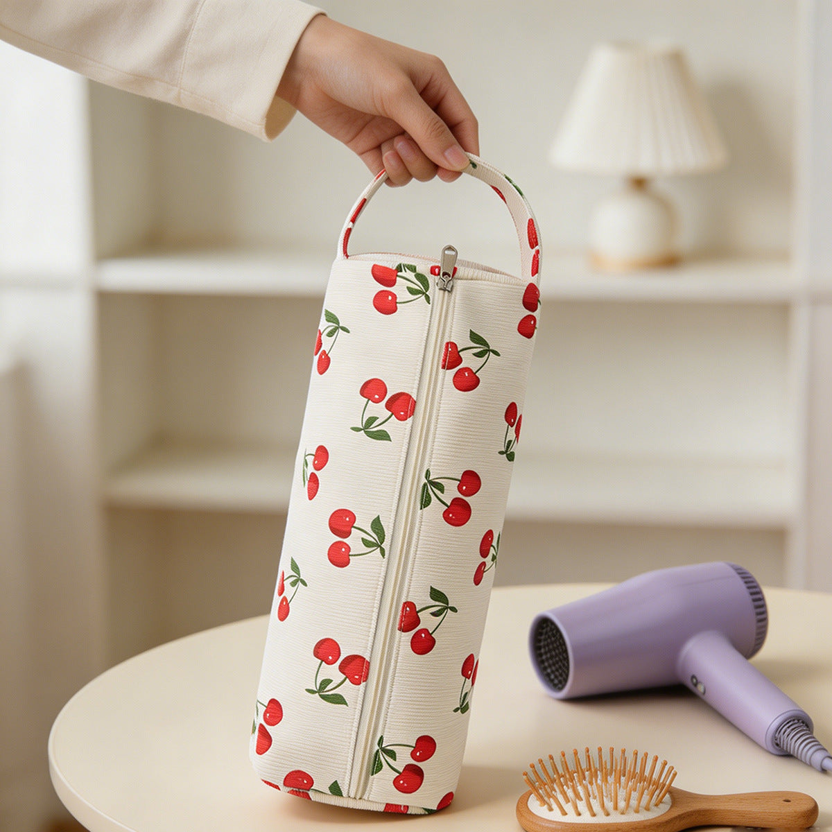 Corduroy Printed Waterproof Hair Dryer and Curling Iron Storage Bag