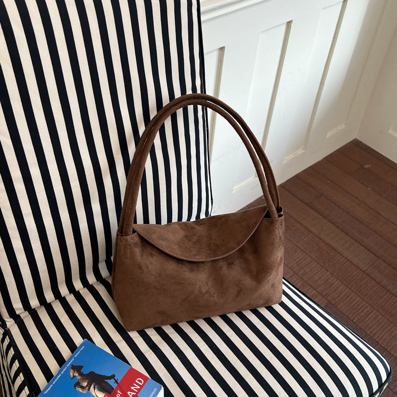 Vintage Suede Flap Shoulder Bag