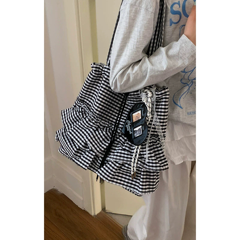 Women Cute College Large Capacity Canvas Lace Tote Bag