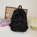 Women Sweet Cherry Corduroy Backpack, Student Travel School Bag