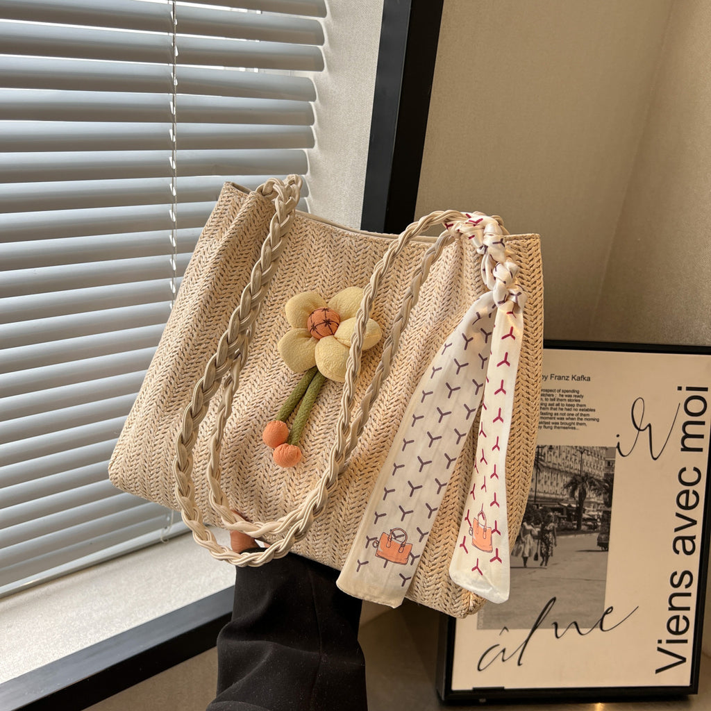 Women Unique Woven Straw New Large Beach Shoulder Crossbody Tote Bag