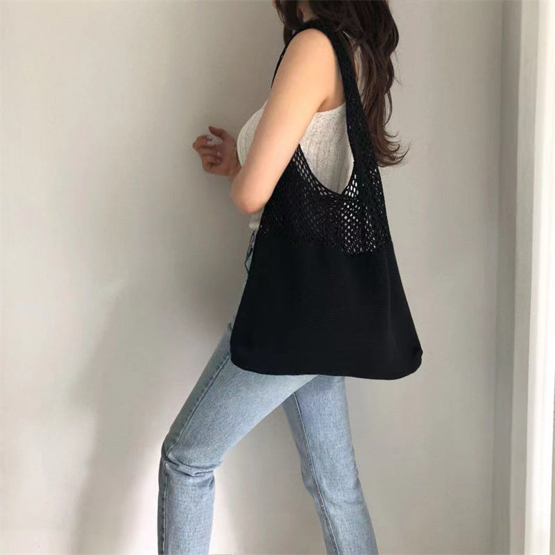 Handwoven Knit Shoulder Large Capacity Crochet Everyday Tote Bag