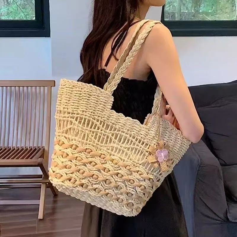 Casual Straw Handmade Woven Large Capacity Beach Shoulder Bag