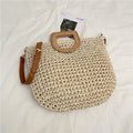Women Beach Straw Casual Woven Handheld Bucket Large Shoulder Crossbody Bag