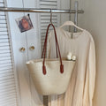 Women Trendy Shoulder Straw New Large Woven Beach Handheld Tote Bag