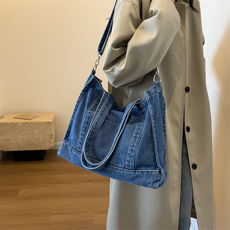 2026 Women Casual Denim Minimalist Versatile Shoulder Tote Bag