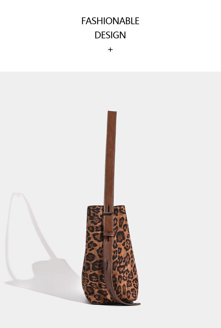 Leopard Print Bucket Shoulder Handbag Tote Bag