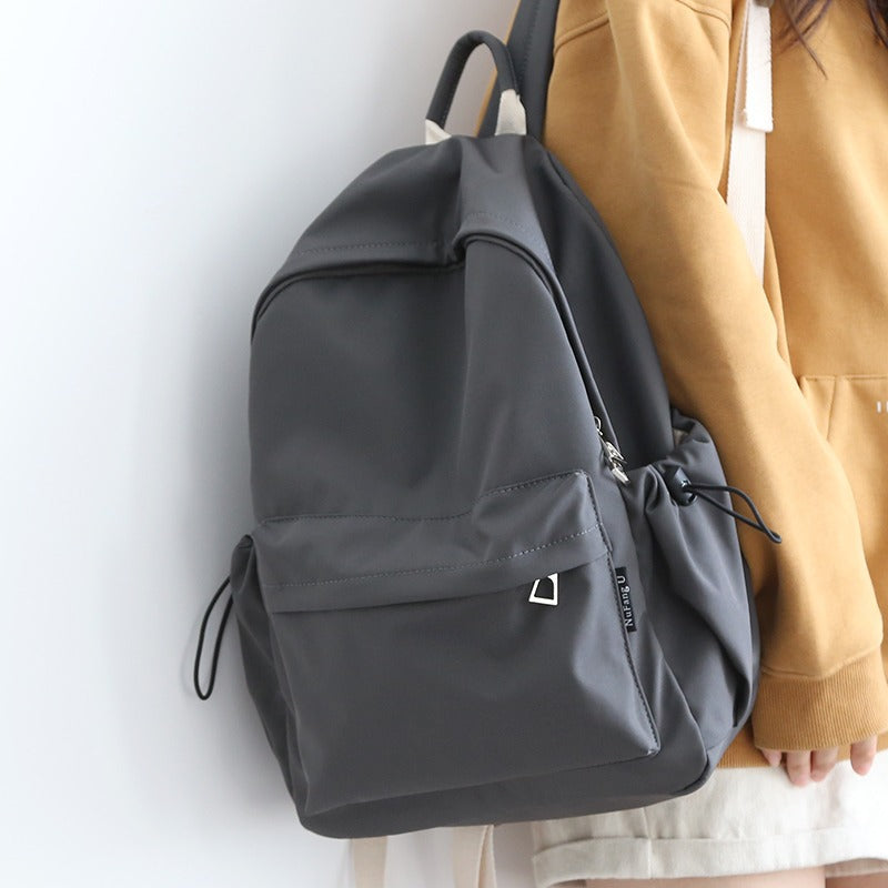 New Forest Style Versatile Simple Solid Color Backpack Women'S Fashion Niche Casual School Bag Large Capacity College Student Backpack