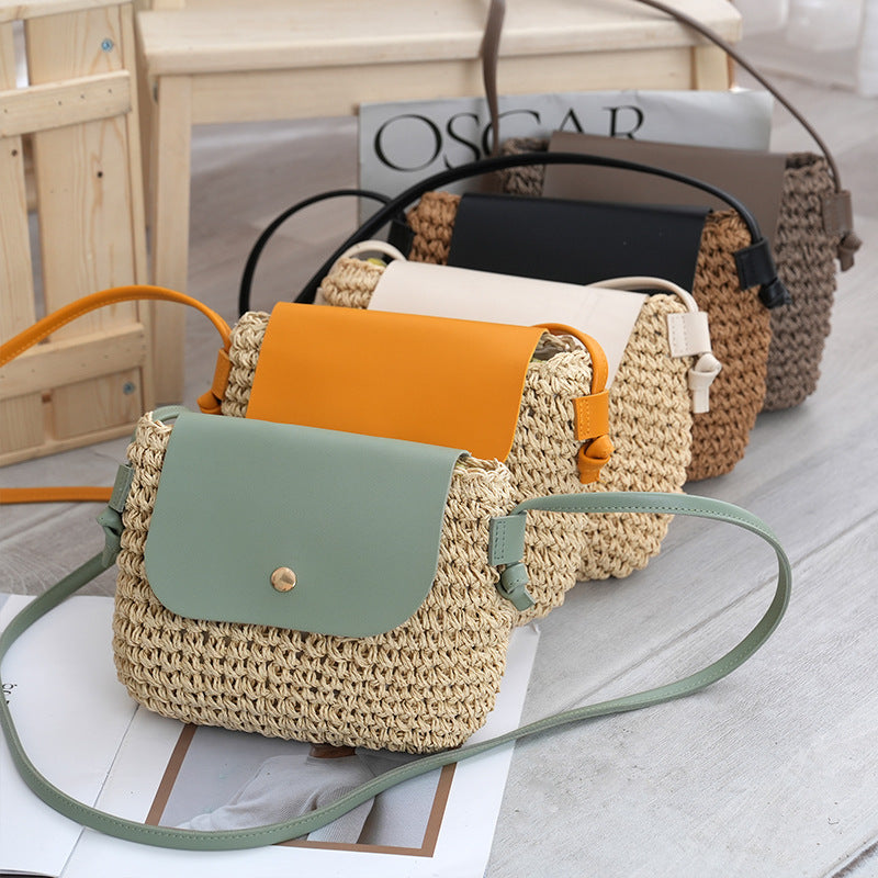 Magnetic Buckle Straw Mini Dumpling Phone Bag