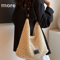 Seaside Vacation Beach Woven Bag For Women 2026 New Hollow Knitted Handbag Large Capacity Single Shoulder Armpit Bag