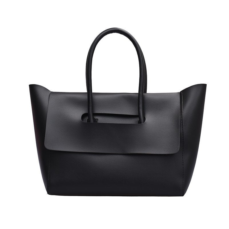 Minimalist Vegan Leather Large Top Handle Work Tote Bag