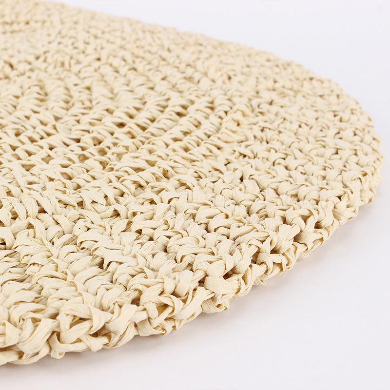 Women Simple Round Paper Rope Woven Shoulder Fashion Seaside Beach Vacation Bag