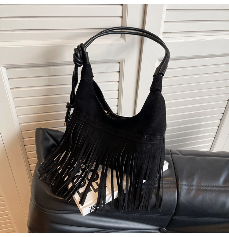 Women Tassel Suede 2026 New Fashion Vintage Shoulder Crossbody Bag