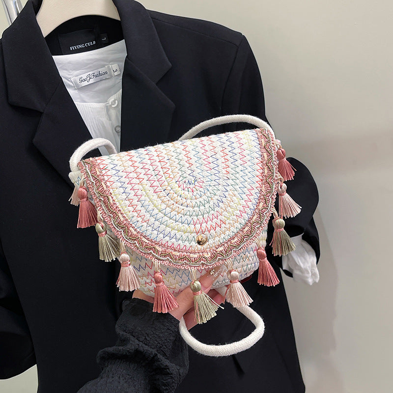 Woven Tassel Single Shoulder Crossbody Bag