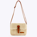 Boho Woven Paper Straw Adjustable Flap Shoulde Crossbody Bag