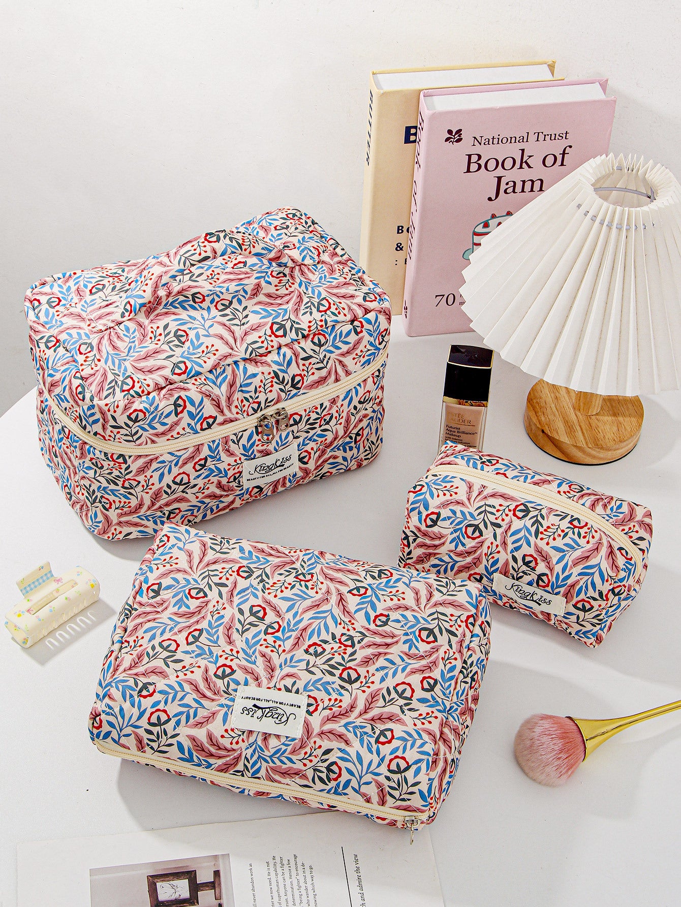 Cotton Floral Quilted Toiletry Bag