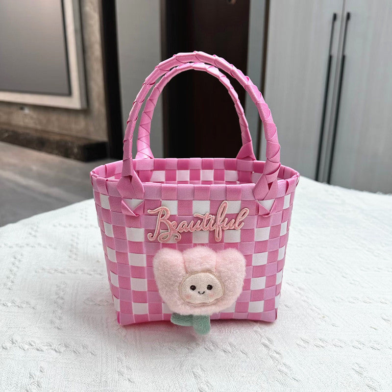 Plastic Woven Small Square Handbag Souvenir Bag