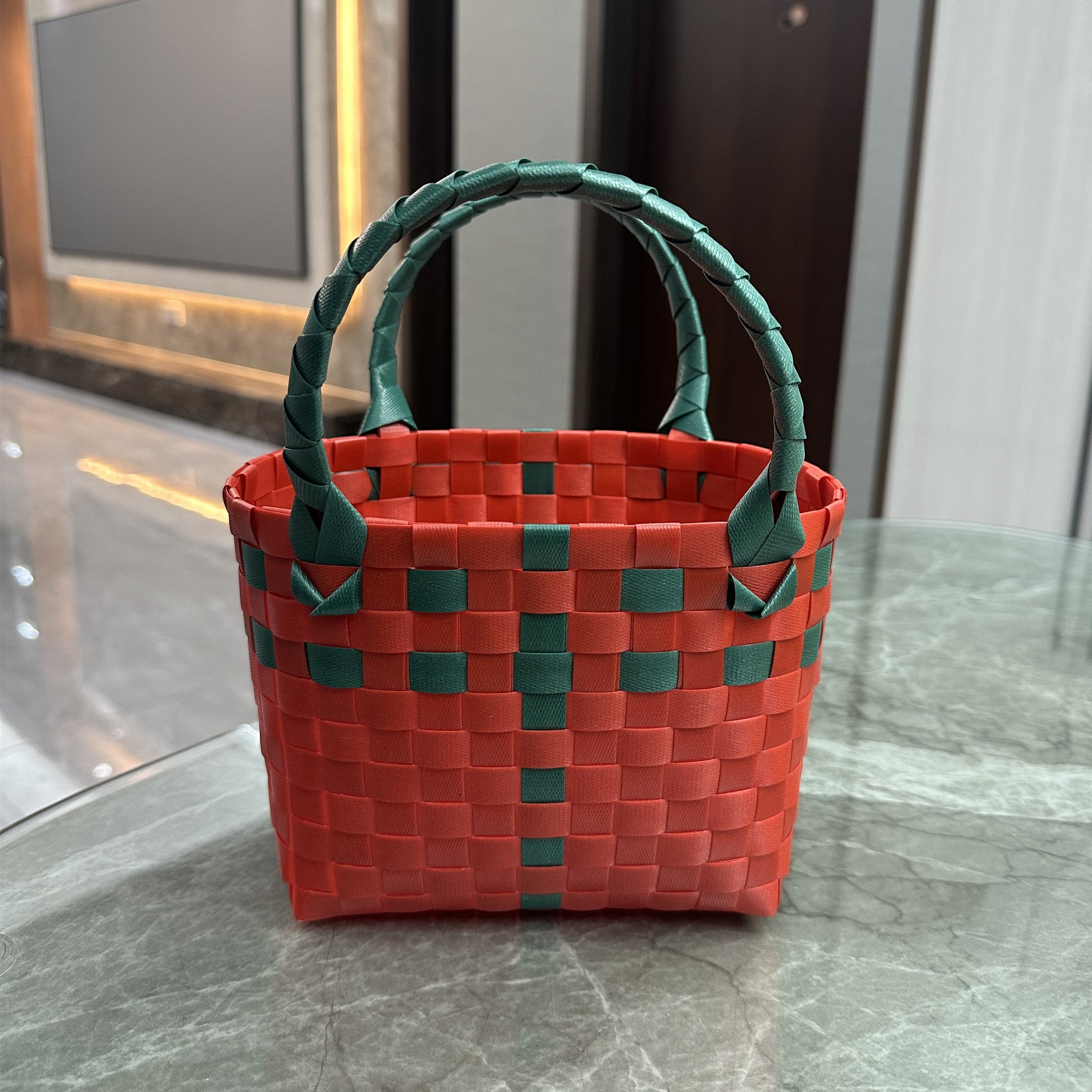 Plastic Woven Small Square Handbag Souvenir Bag