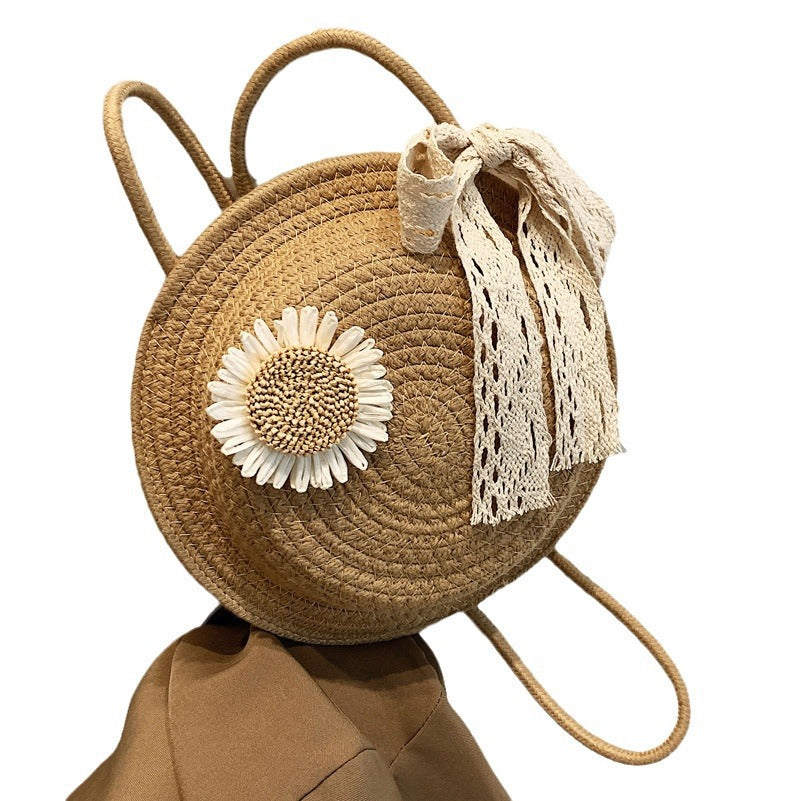 Women 2026 Summer Fashion Unique Straw Woven Crossbody Small Round Bag