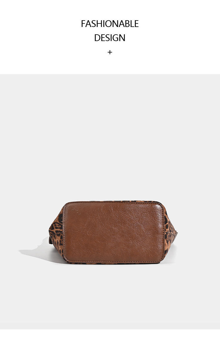 Leopard Print Bucket Shoulder Handbag Tote Bag