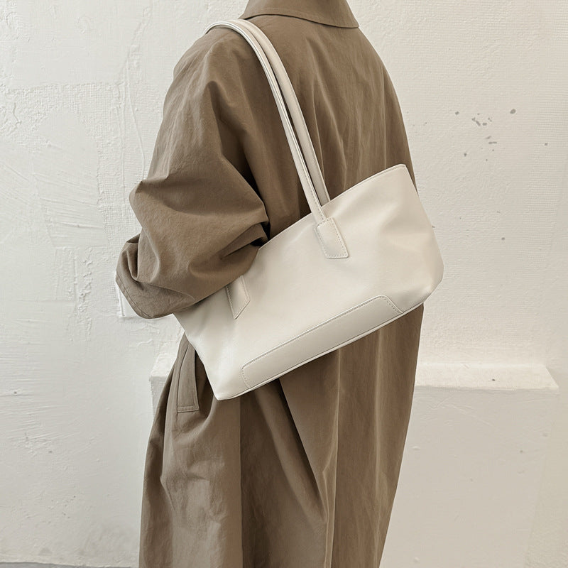 Minimalist Soft Touch Structured Tote with Long Shoulder Straps