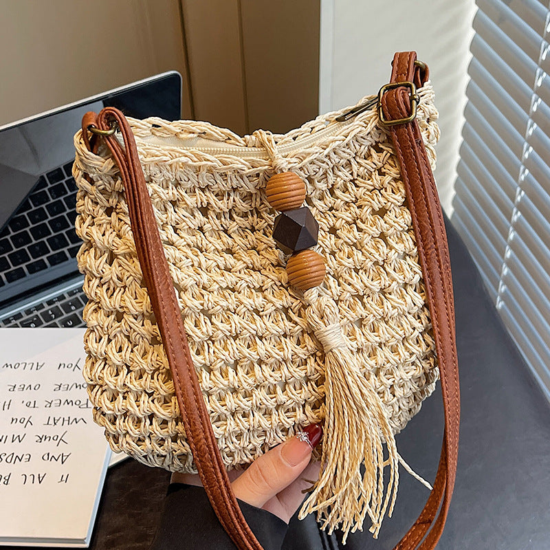 Women Trendy Bucket 2026 New Woven Crossbody Beach Small Bag