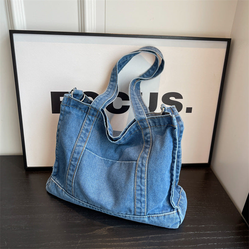 2026 Women Casual Denim Minimalist Versatile Shoulder Tote Bag