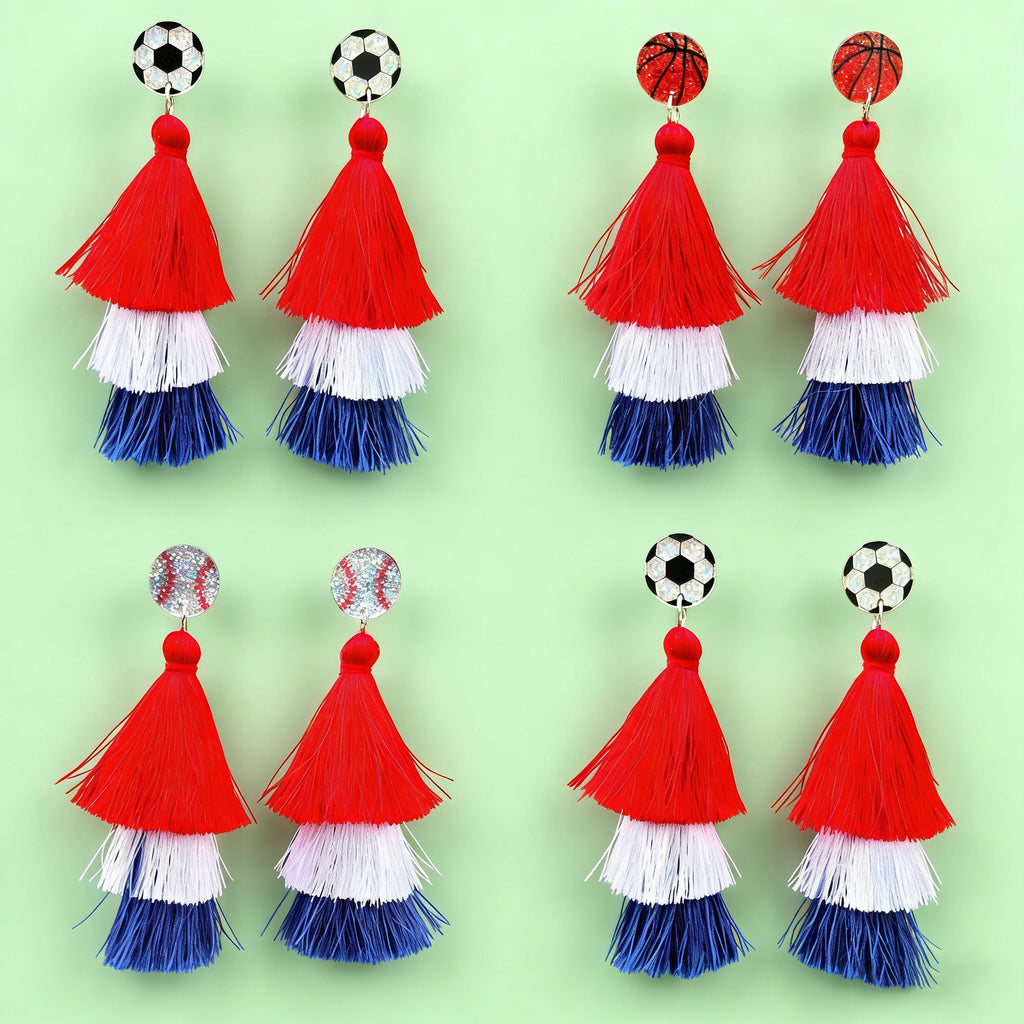 World Cup Independence Day Tassel Earrings