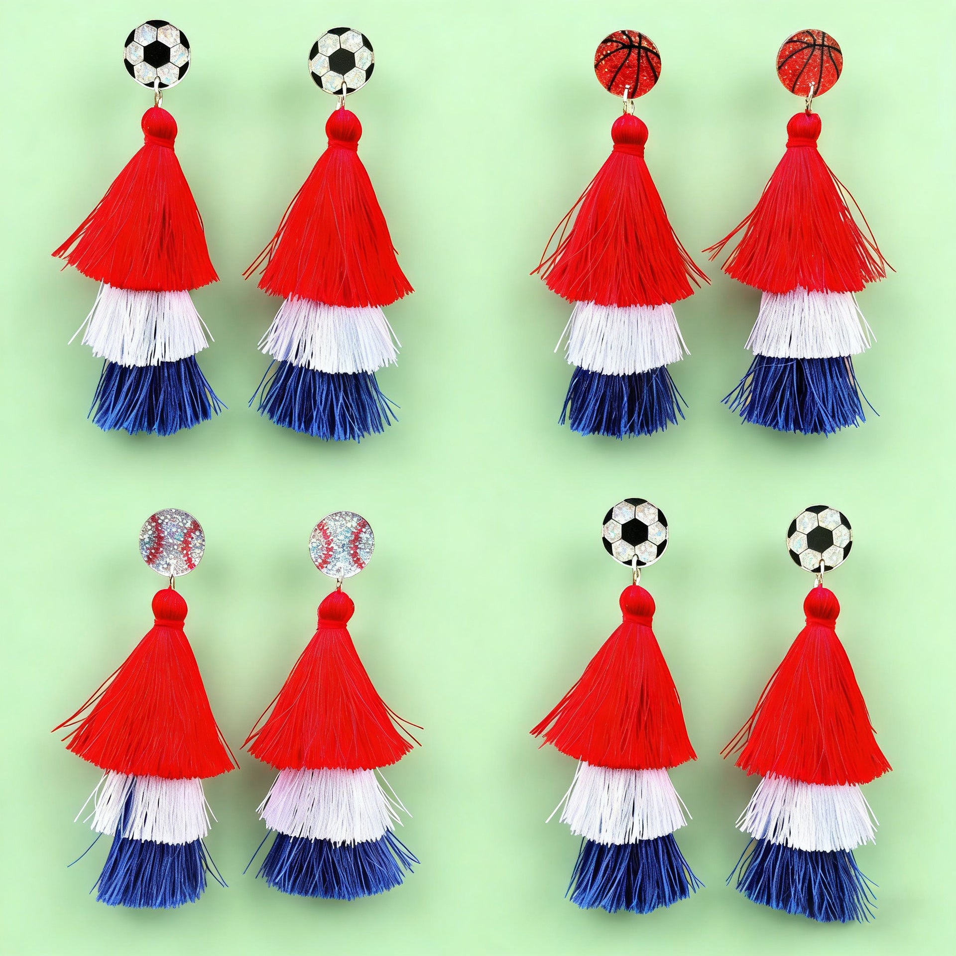 World Cup Independence Day Tassel Earrings