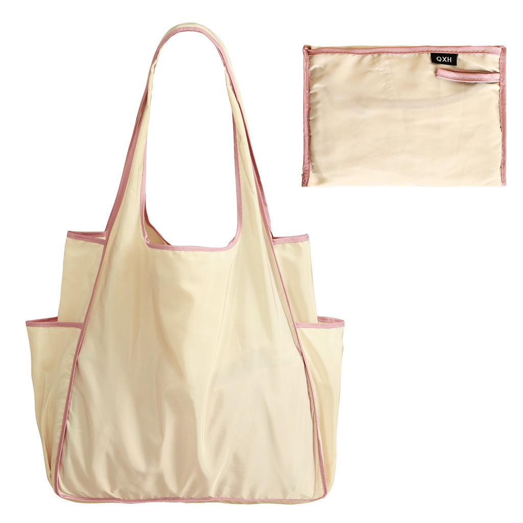 Color Block Large Capacity Folding Waterproof Shopping Bag