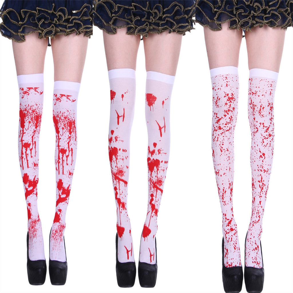 Halloween Faux Blood Splatter Thigh-High Socks