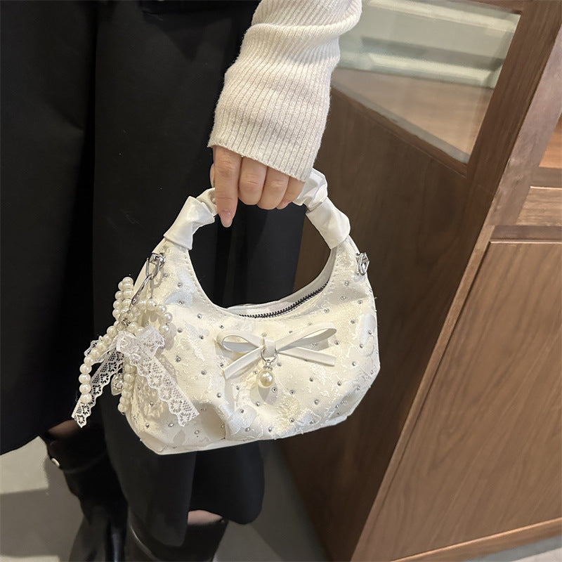 Women's Gentle Pleated Handbag Versatile Chain Shoulder Crossbody Bag