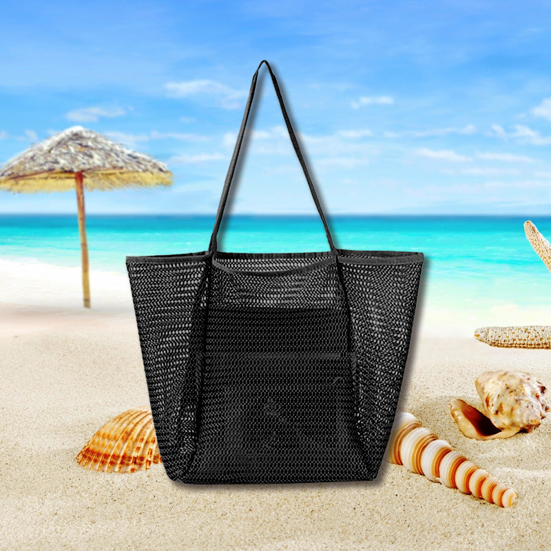 Caramel Mesh Beach Shoulder Tote Bag