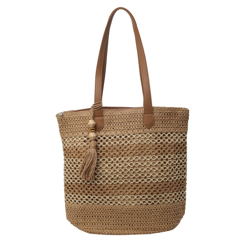 Women Beach Straw 2026 New Hollow Woven Fashion Large Shoulder Bag