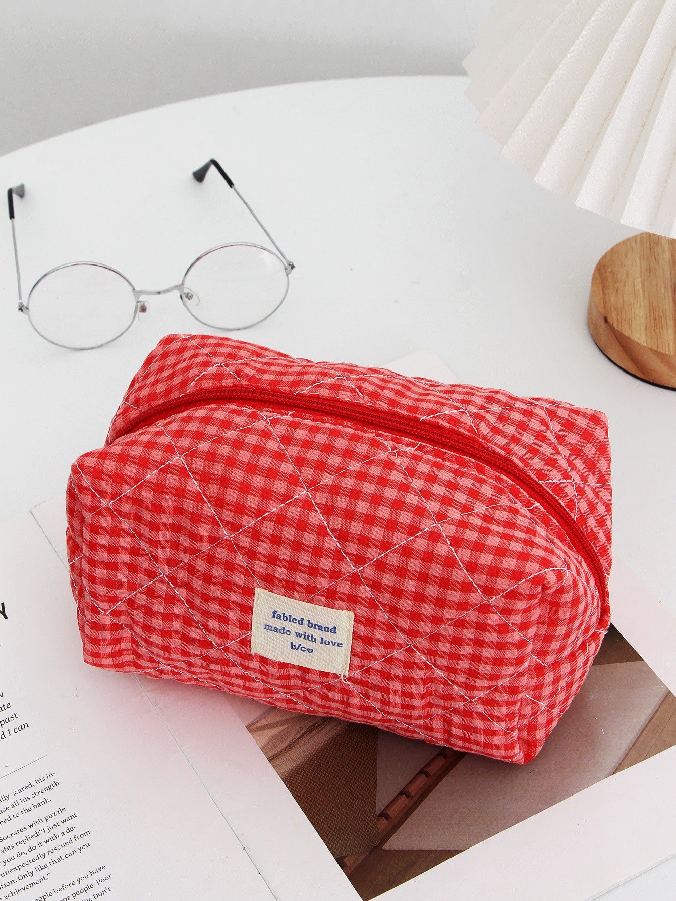 Small Floral Quilted Cotton Travel Cosmetic Bag